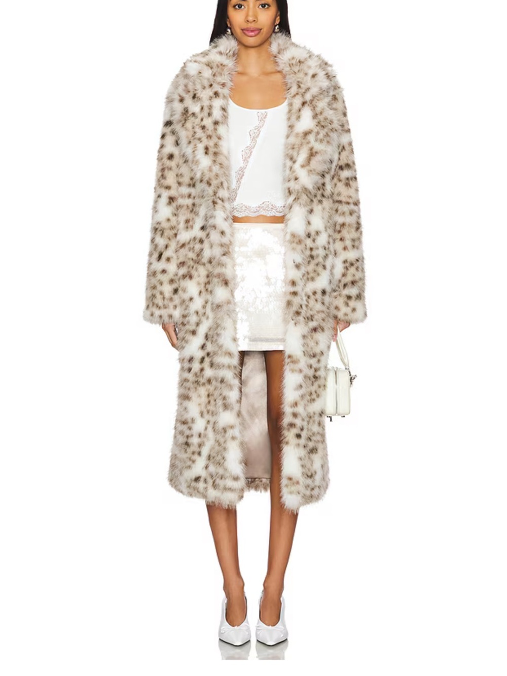 MAJORELLE Cream and Brown Faux Fur Teddy Coat